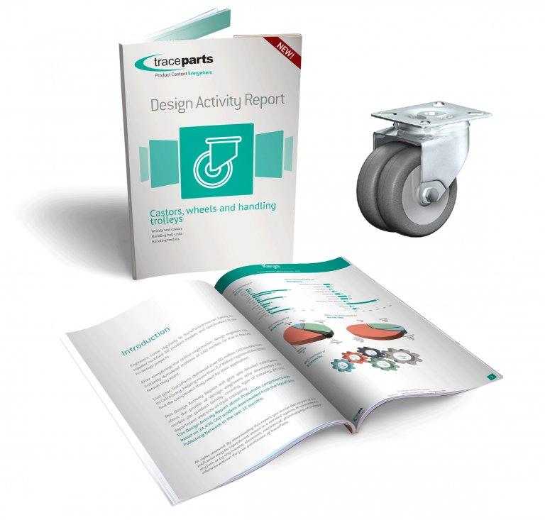 TraceParts veröffentlicht Kennzahlen zur Verwendung von Rollen, Rädern und Zubehör von Transportwägen in CAD-Projekten