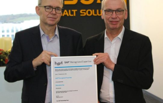 SALT Solutions erhält SAP Recognized Expertise im Bereich Manufacturing