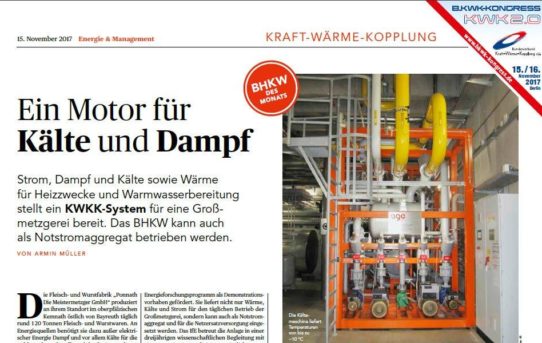 Flexibles KWKK-System in Großmetzgerei wird BHKW des Monats