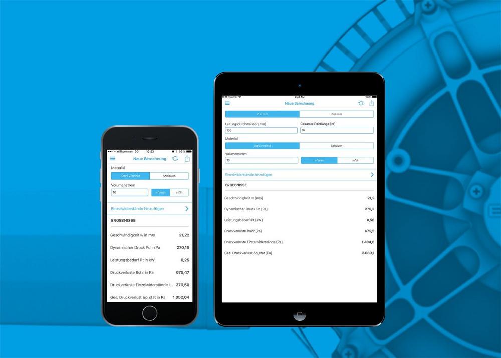 App für lufttechnische Kennzahlen