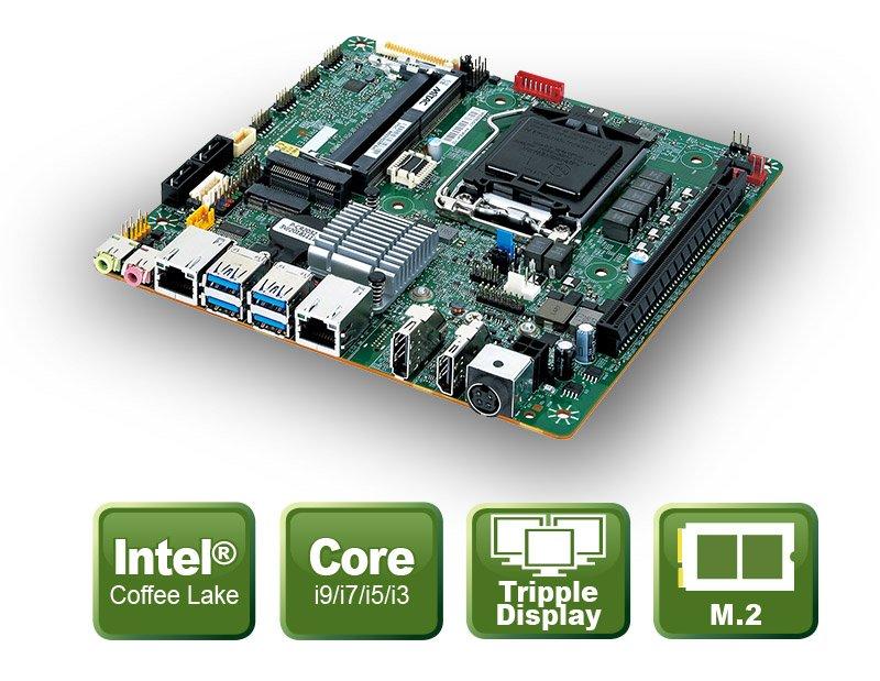 Thin-Mini ITX Board mit Coffee-Lake Octa/Hexa-Core Prozessor Support