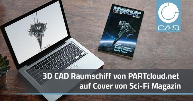 Einfach galaktisch! 3D CAD Spaceship von CADENAS PARTcloud.net auf Cover eines Science-Fiction Magazins