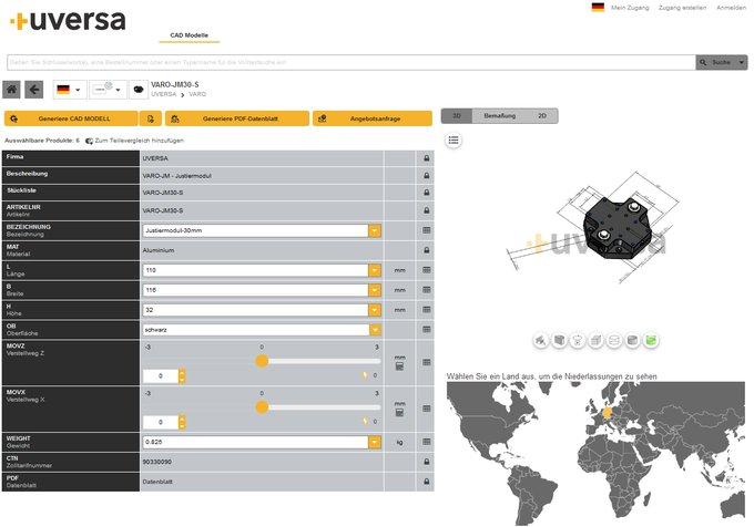 Schnellere Konstruktionen im Maschinenbau dank neuem uversa CAD Produktkatalog powered by CADENAS