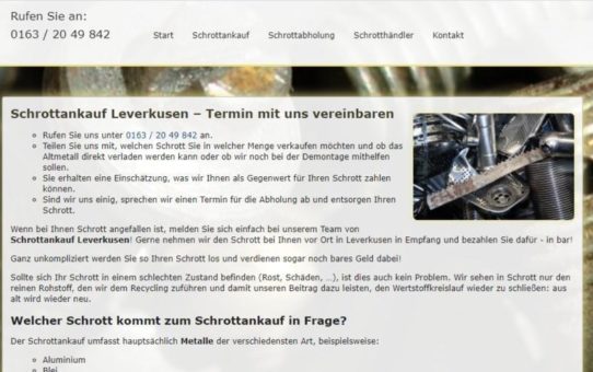 Der Schrottankauf in Leverkusen kauft Ihren Schrott zu fairen Preisen an (Sonstige Veranstaltung | Online)