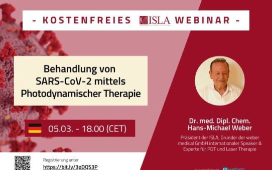 KOSTENFREIES ISLA WEBINAR: Behandlung von SARS-CoV-2 mittels Photodynamischer Therapie (Webinar | Online)