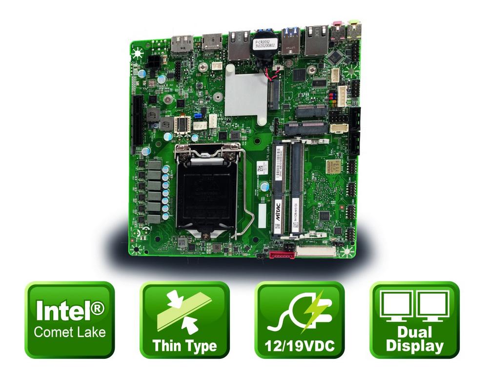 Flaches Mini ITX Mainboard für Comet Lake Prozessoren