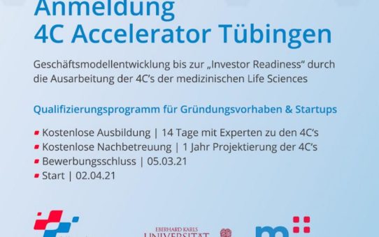 Startup training program “4C Accelerator Tübingen” (Webinar | Online)