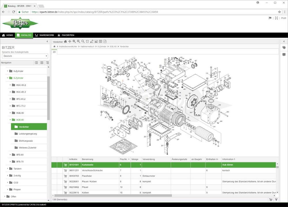 Neue BITZER Ersatzteilsoftware EPARTS online