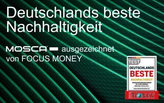 MOSCA als nachhaltigstes Unternehmen im Maschinenbau ausgezeichnet