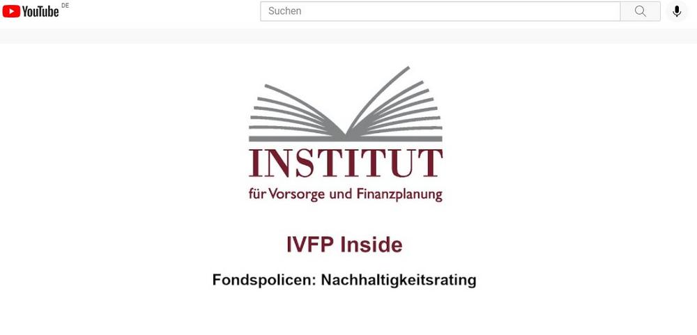 Vorstellung Fondspolicen Nachhaltigkeitsrating 2021 - "IVFP Inside" (Webinar | Online)