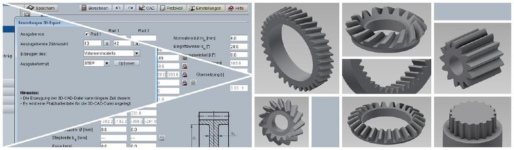 Berechnung liefert 3D-Zahnräder jetzt auch im STEP-Format