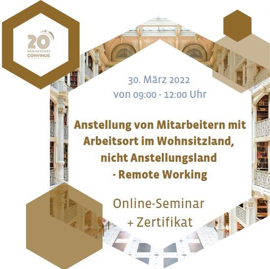 Anstellung von Mitarbeitern mit Arbeitsort im Wohnsitzland,  nicht Anstellungsland - Remote Working (Seminar | Online)