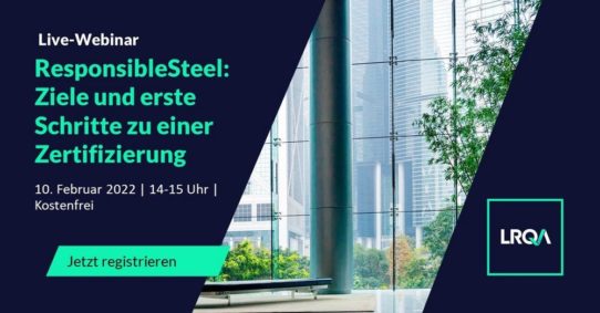 ResponsibleSteel: Nachhaltigkeitsziele mit einer Zertifizierung demonstrieren (Webinar | Online)