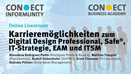 Karrieremöglichkeiten zum Digital Design Professional, Safe®, IT-Strategie, EAM und ITSM (Webinar | Online)