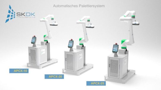 SKDK stellt drei automatische Collaborative Palettiersysteme bis 23kg vor