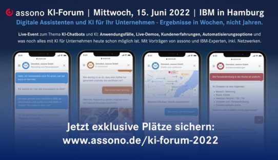 Save the Date: assono KI-Forum | 15. Juni 2022 | Live in Hamburg bei IBM (Sonstiges | Hamburg)