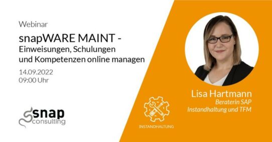 snapWARE MAINT – Einweisungen, Schulungen und Kompetenzen online managen (Webinar | Online)