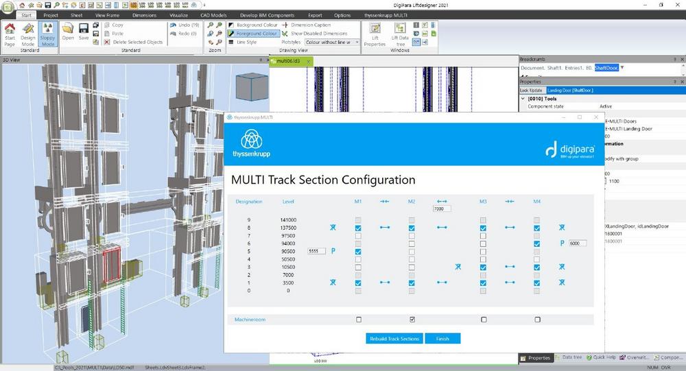 Durchbruch für die Gebäudeplanung: automatische BIM-Erstellung mit DigiPara erlaubt frühe Integration der seillosen Mobilitätslösung MULTI von thyssenkrupp Elevator