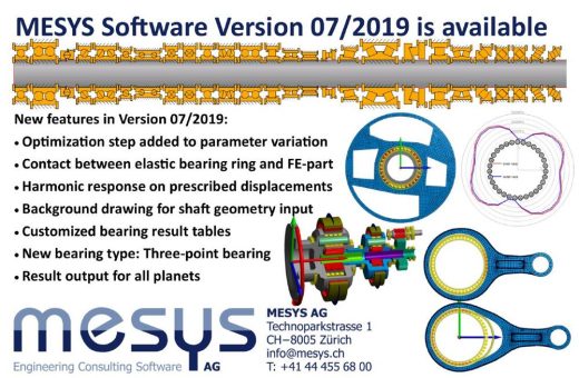 Version 07/2019 der MESYS Berechnungssoftware ist verfügbar