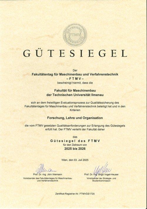 TU Ilmenau erhält Gütesiegel für Maschinenbau und Verfahrenstechnik