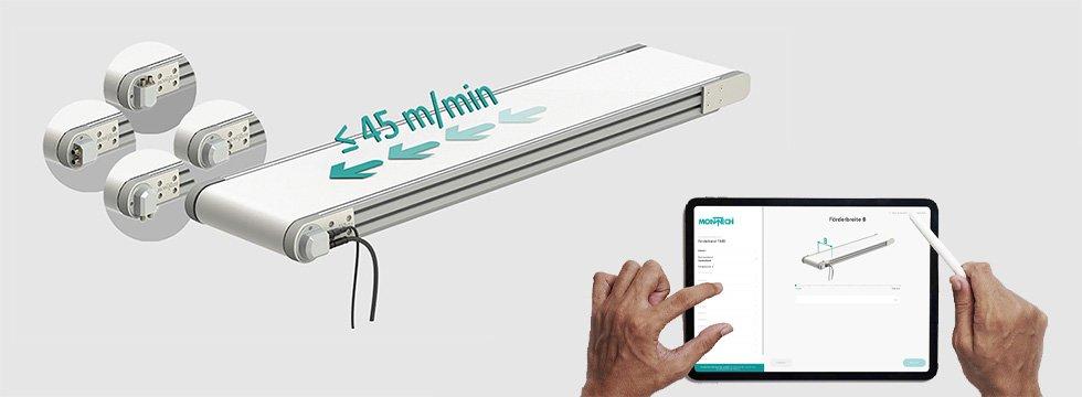 Verbesserte und neue Antriebseinheiten für das Förderband TB40 von Montech