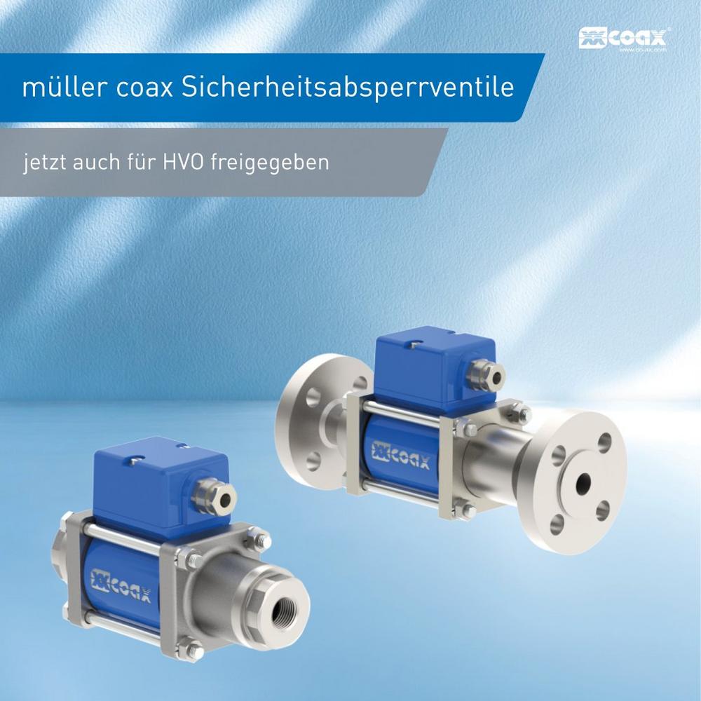 TÜV-Zulassung erweitert: Sicherheitsabsperrventile der müller co-ax gmbh jetzt auch für HVO freigegeben