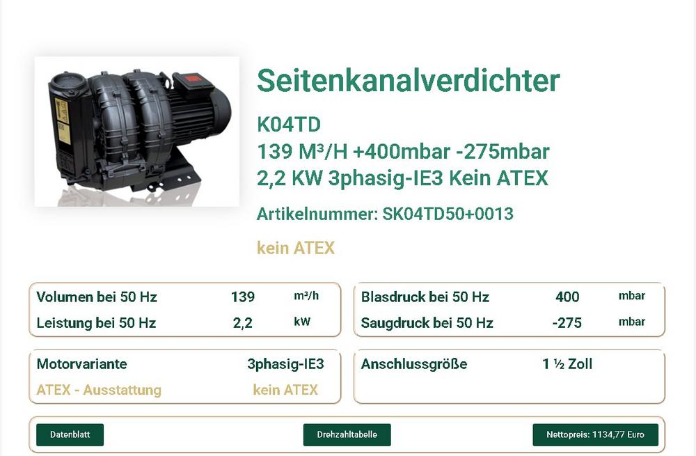Effiziente Luftförderung für Abwasser- und Schlammreinigung: FPZ Seitenkanalverdichter K04TD