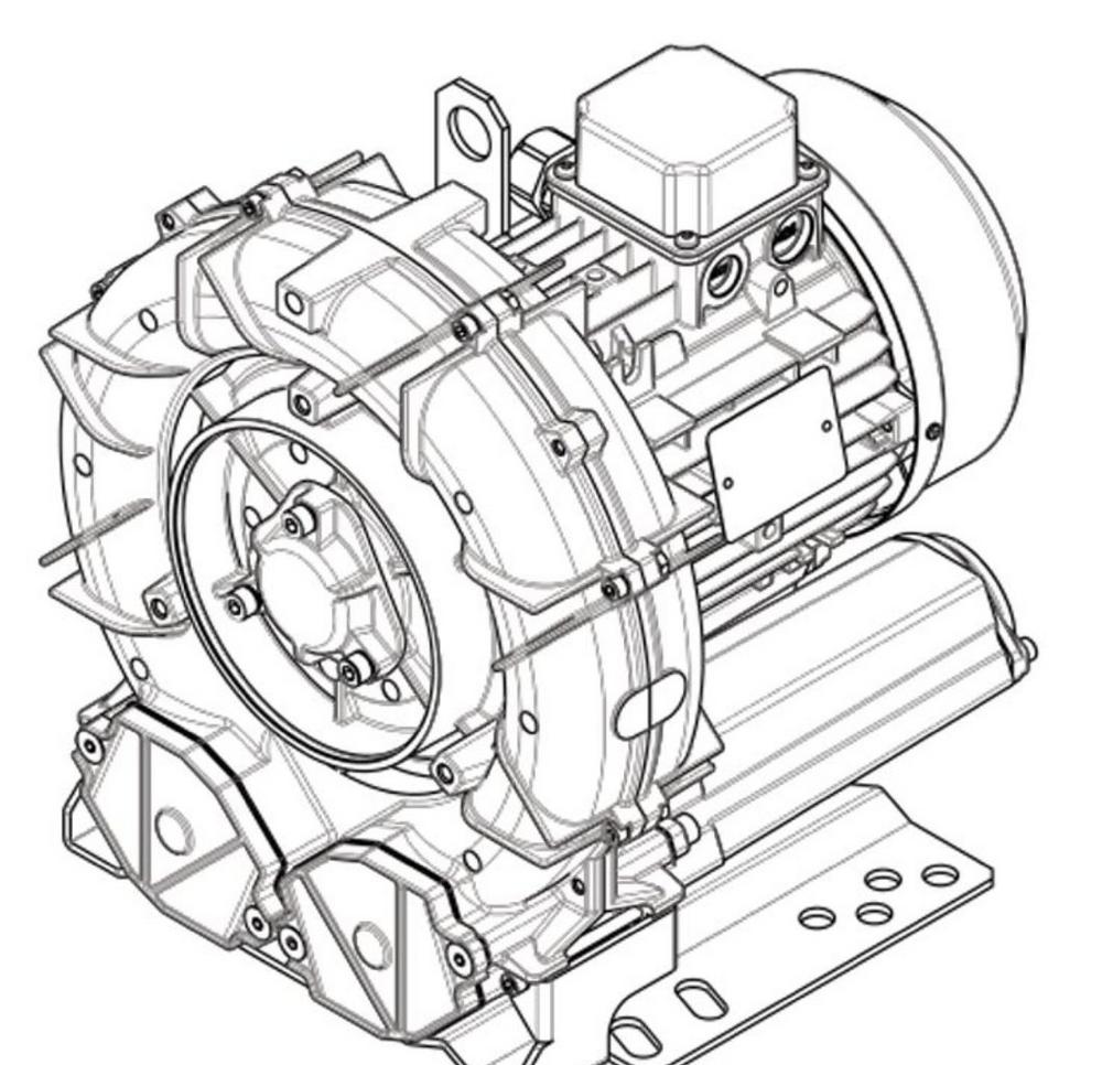 Seitenkanalverdichter e5MSMOR 1,5kWIE3WR | 263 m³/h | +175 mbar | -175 mbar | ATEX II 3GD T3