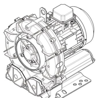 Seitenkanalverdichter e5MSMOR 2,2kWIE3WR | 263 m³/h | +250 mbar | -250 mbar | ATEX II 3GD T3