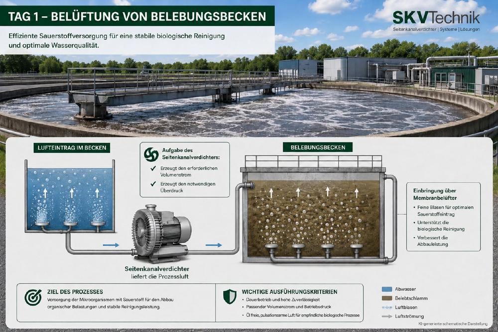 Seitenkanalverdichter für die Belüftung von Belebungsbecken