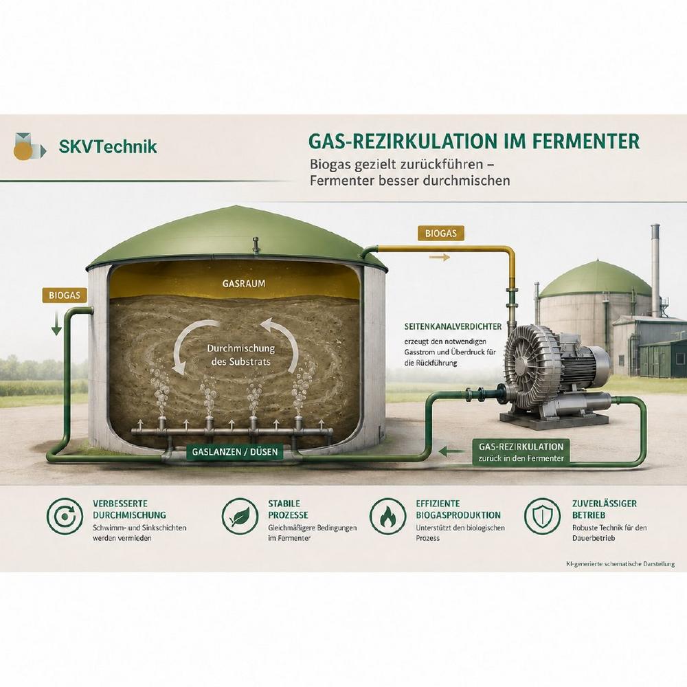 Gaszirkulation unterstützt gleichmäßige Temperaturen im Biogasfermenter