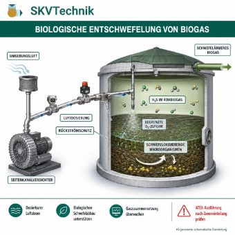 Seitenkanalverdichter dosieren Prozessluft für die biologische Entschwefelung